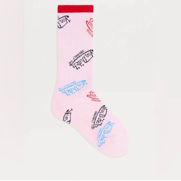 VON DUTCH WOMENS MULTI-COLOR ALL OVER GRAFFITI CREW SOCKS UNISEX STREETWEAR NEW - Picture 2 of 2